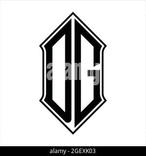 DG Logo monogram with shieldshape and black outline design template vector icon abstract Stock Vector