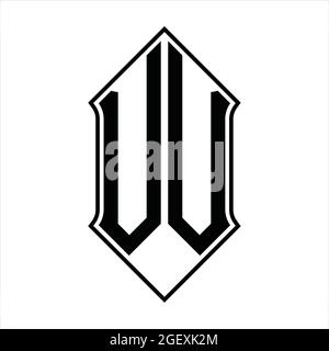 VV Logo monogram with shieldshape and black outline design template vector icon abstract Stock Vector