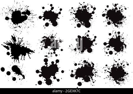 Black ink splashes. Grunge splatters. Abstract background. Grunge text banners Stock Vector