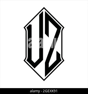 VZ Logo monogram with shieldshape and black outline design template vector icon abstract Stock Vector