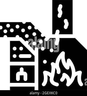 burning waste glyph icon vector illustration Stock Vector