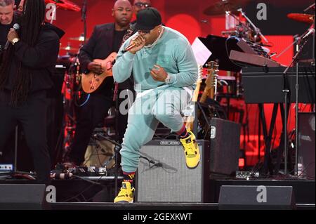 New York City, USA. 21st Aug, 2021. Rapper LL Cool J performs on stage during the 'We Love NYC: The Homecoming Concert' held on the Great Lawn in Central Park in New York City, NY on August 21, 2021. (Photo by Anthony Behar/Sipa USA) Credit: Sipa USA/Alamy Live News Stock Photo