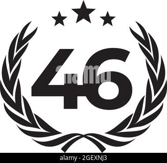 46th year anniversary logo design vector template Stock Vector
