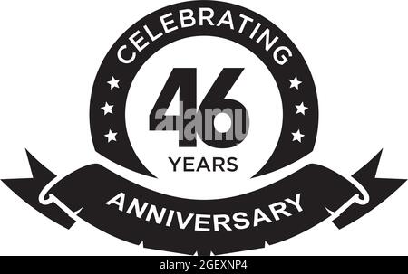 46th year anniversary logo design vector template Stock Vector