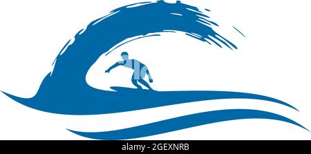 Sea surfer logo design vector template Stock Vector