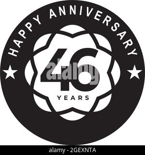 46th year anniversary logo design vector template Stock Vector