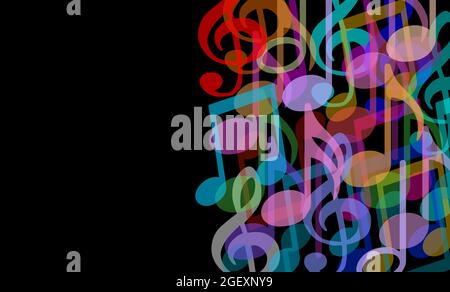 Music background and musical arts symbol as a group of melody notes combined together in an audio harmony concept in a 3D illustration style. Stock Photo