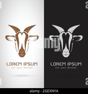 Vector of goat head design on white background and black background, Logo, Symbol, label, Animals Stock Vector