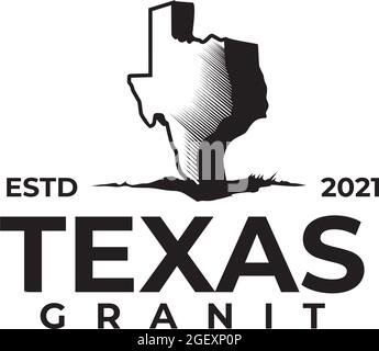 black map texas granite company vector logo design Stock Vector