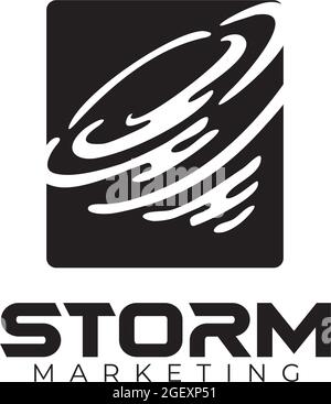 White dynamic storm black square vector logo design Stock Vector