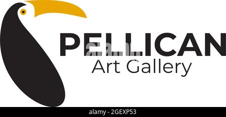 Pelican bird logo design template for art gallery Stock Vector