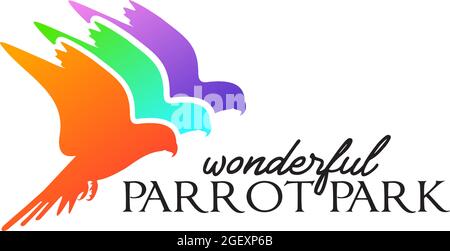 Three colorful flying parrots vector logo design Stock Vector