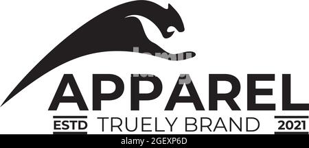 Apparel logo design with black jaguar vector template Stock Vector