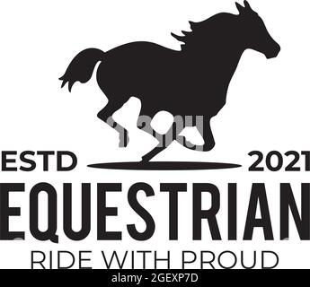 Equestrian horse logo design vector template Stock Vector