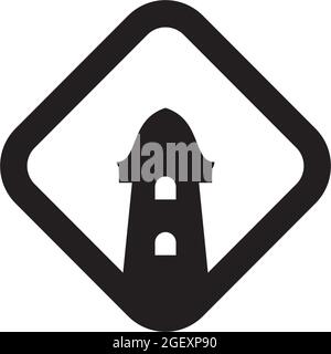 Light house building logo design vector template Stock Vector