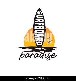 Classic retro surf board vector logo design Stock Vector