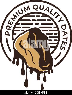 Round emblem milk dates fruit quality vector logo design Stock Vector