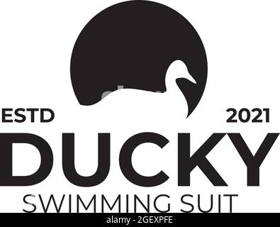 Duck logo design template for swimming suit company Stock Vector