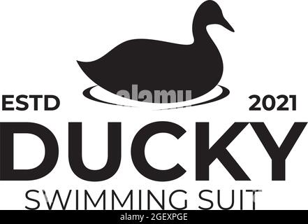Duck logo design template for swimming suit company Stock Vector