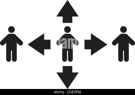 social distancing label logo design vector template Stock Vector