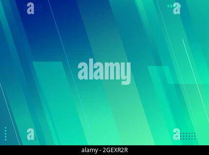 Abstract background blue and green gradient diagonal stripes with geometric elements technology style. Vector illustration Stock Vector