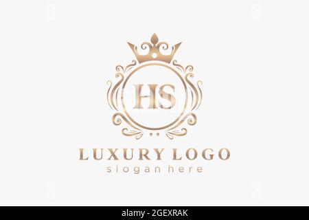 HS Letter Royal Luxury Logo template in vector art for Restaurant, Royalty, Boutique, Cafe, Hotel, Heraldic, Jewelry, Fashion and other vector illustr Stock Vector