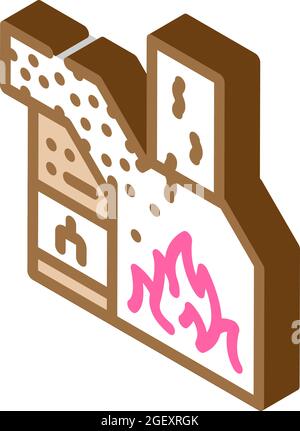 burning waste isometric icon vector illustration Stock Vector