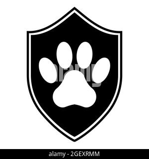 Animal protection logo shild sewn with animal paw print Stock Vector