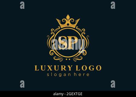 SP Letter Royal Luxury Logo template in vector art for Restaurant, Royalty, Boutique, Cafe, Hotel, Heraldic, Jewelry, Fashion and other vector illustr Stock Vector