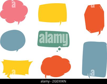Set of hand drawn speech bubble in colorful shades Stock Vector