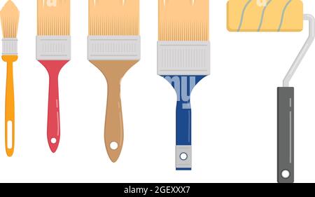 Set of wall painter tool in flat vector illustration Stock Vector