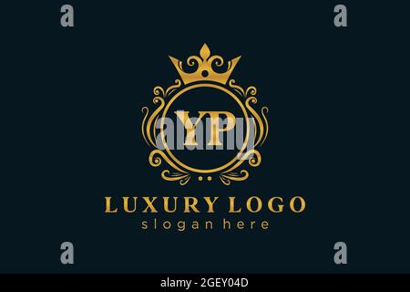 YP Letter Royal Luxury Logo template in vector art for Restaurant, Royalty, Boutique, Cafe, Hotel, Heraldic, Jewelry, Fashion and other vector illustr Stock Vector