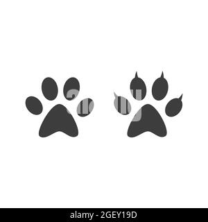 Dog paw print black vector icon. Pet footprint symbol. Stock Vector
