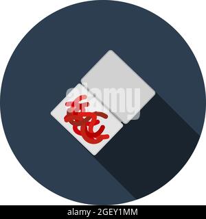 Icon Of Worm Container. Flat Circle Stencil Design With Long Shadow. Vector Illustration. Stock Vector