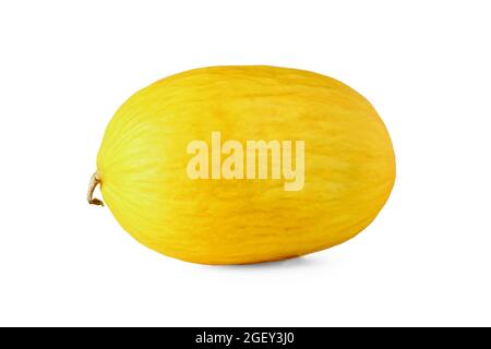 Ripe yellow melon close up isolated on white Stock Photo