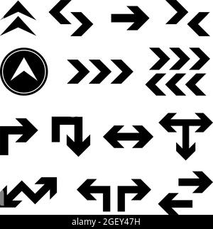 Arrows set icons. Arrow icon. Arrow vector collection. Arrow. Cursor. Archer. Digital Audio Video Play Sign. Modern simple arrows. Arrow Street Sign. Stock Vector