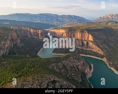 Aerial view of Congost de Mont Rebei in Spain, Europe Stock Photo