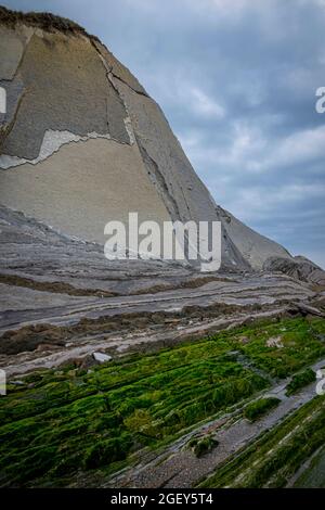 Basque Coast Geopark at Sakoneta beach, Guipuzcoa, Spain, Europe Stock Photo