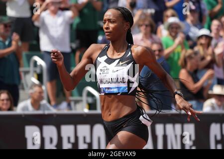 Dalilah Muhammad (USA) wins the women's 400m hurdles in 52.77 during the 46th Prefontaine Classic, Saturday, Aug 21, 2021, in Eugene, Ore. Stock Photo