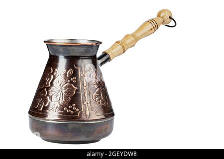 Cezve coffee maker isolated on white background. File contains clipping path. Stock Photo