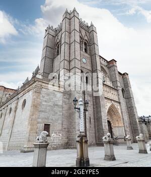 The Cathedral of the Saviour (Catedral de Cristo Salvador), Catholic church in Avila in the south of Old Castile, Spain. Stock Photo