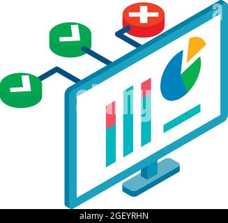 Web analytics icon isometric vector. Computer monitor with graph and pie chart. Online audit, business concept Stock Vector