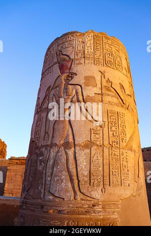 The god Horus from the Temple of Kom Ombo, Aswan Governorate, Upper Egypt. Stock Photo