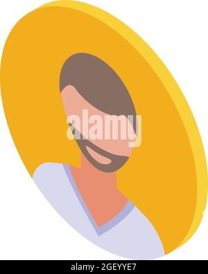 Bearded avatar icon isometric vector. Face man. User anonymity Stock Vector