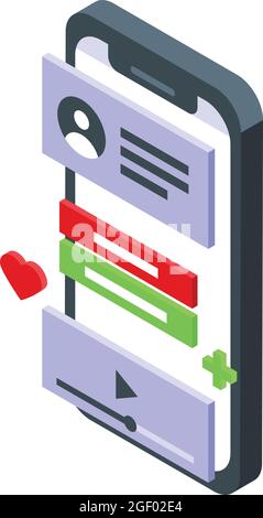 Phone app icon isometric vector. Hand cellphone. Smart finger Stock Vector