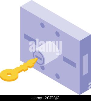 Key lock icon isometric vector. Padlock door. Secret password Stock Vector