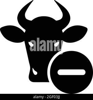 Bull delete, cow remove icon is isolated on white background. Simple vector illustration for graphic and web design or commercial purposes. Stock Vector