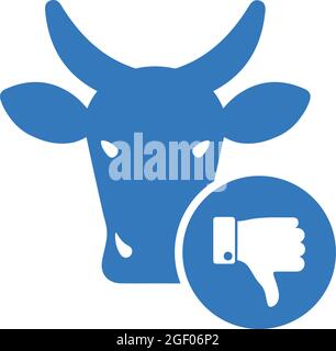 Bad reputation, cattle, cow, thumb down icon is isolated on white background. Simple vector illustration for graphic and web design or commercial purp Stock Vector