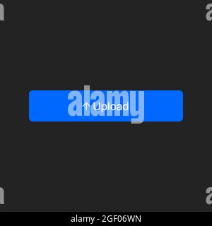 Upload Button with an Arrow. Simple Blue Rectangular Icon on Transparent Background. Vector illustration Stock Vector