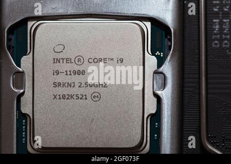 California, U.S.   August , : Closeup of Intel Core i
